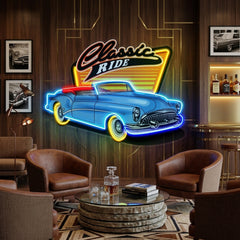 Blue Classic Car LED Neon Sign Light Pop Art