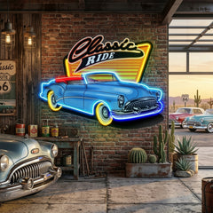 Blue Classic Car LED Neon Sign Light Pop Art
