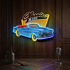 Blue Classic Car LED Neon Sign Light Pop Art