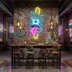 Blue Ice Cream With Face Artwork Led Neon Sign Light