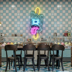 Blue Ice Cream With Face Artwork Led Neon Sign Light