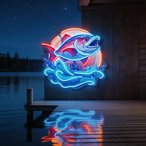 Blue Sea Fish LED Neon Sign Light Pop Art