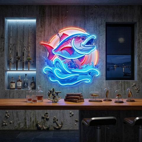 Blue Sea Fish LED Neon Sign Light Pop Art