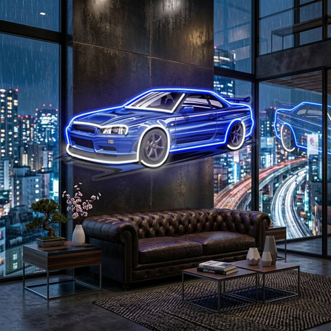 Blue Sport Car LED Neon Sign Light Pop Art