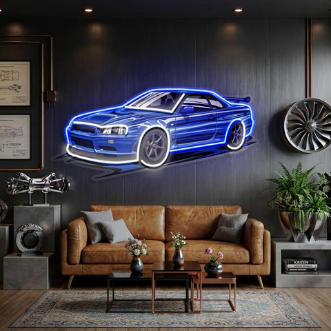 Blue Sport Car LED Neon Sign Light Pop Art