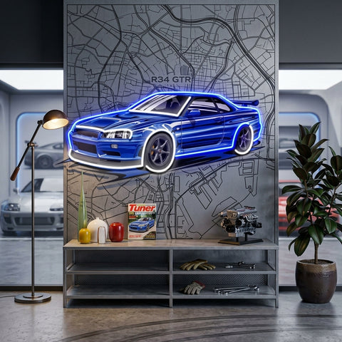 Blue Sport Car LED Neon Sign Light Pop Art
