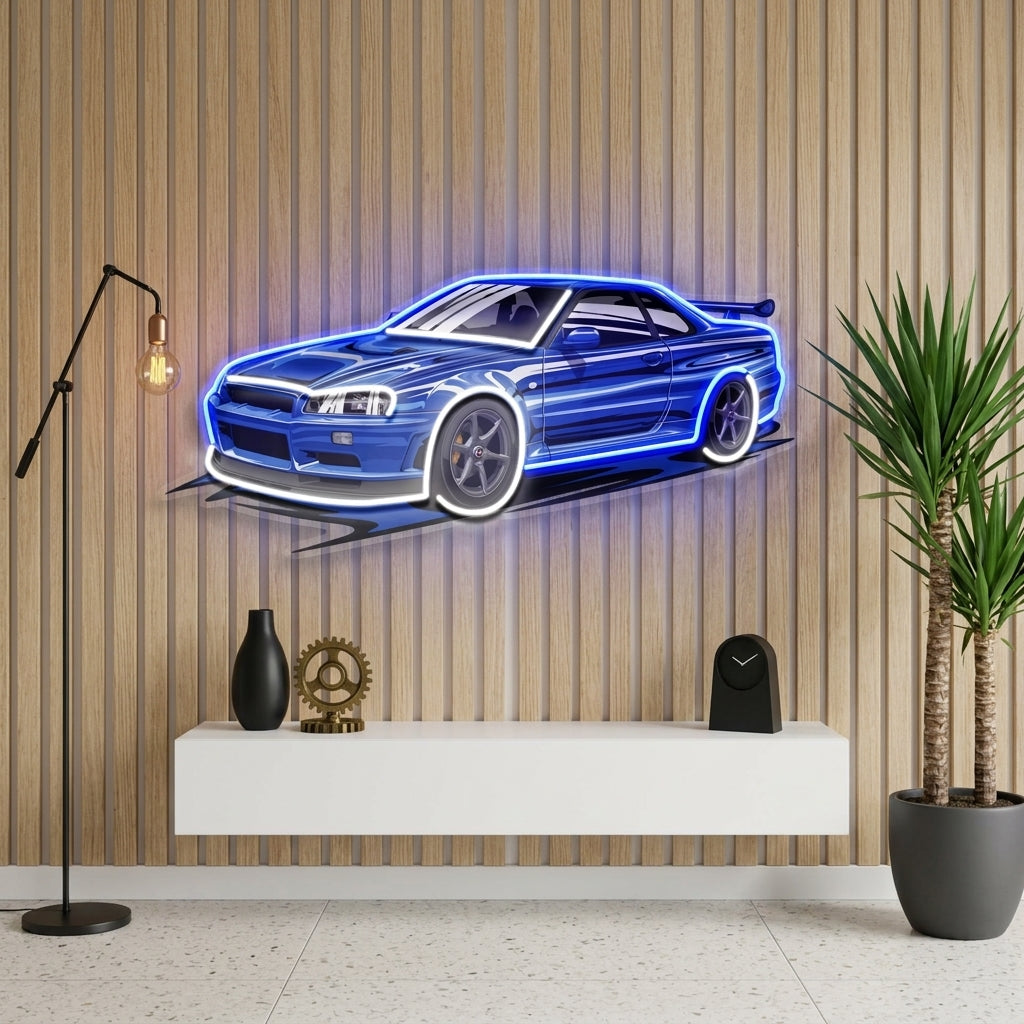 Blue Sport Car LED Neon Sign Light Pop Art
