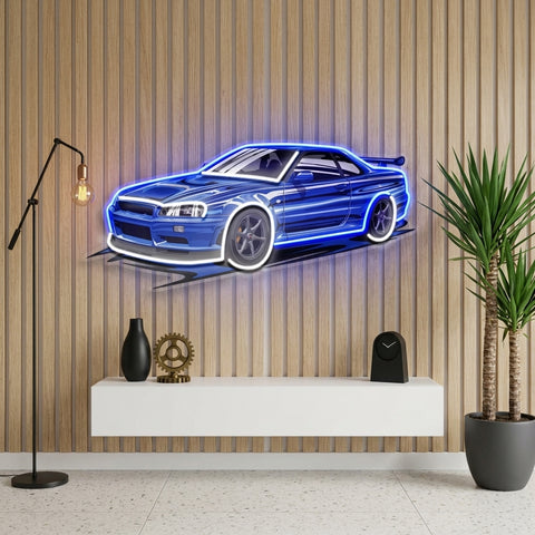 Blue Sport Car LED Neon Sign Light Pop Art