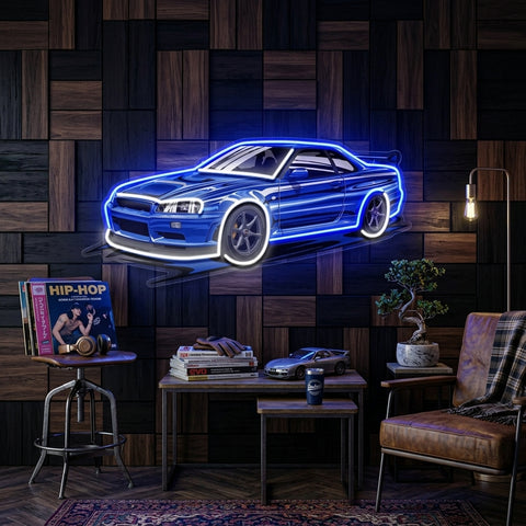 Blue Sport Car LED Neon Sign Light Pop Art