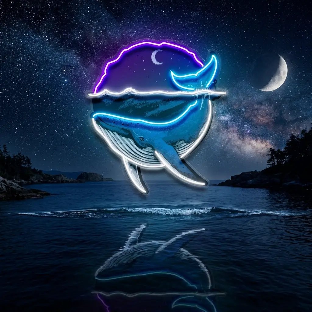 Blue Whale Ocean LED Neon Sign Light Pop Art
