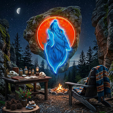 Blue Wolf Head LED Neon Sign Light Pop Art