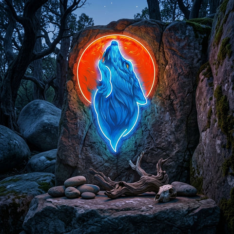 Blue Wolf Head LED Neon Sign Light Pop Art