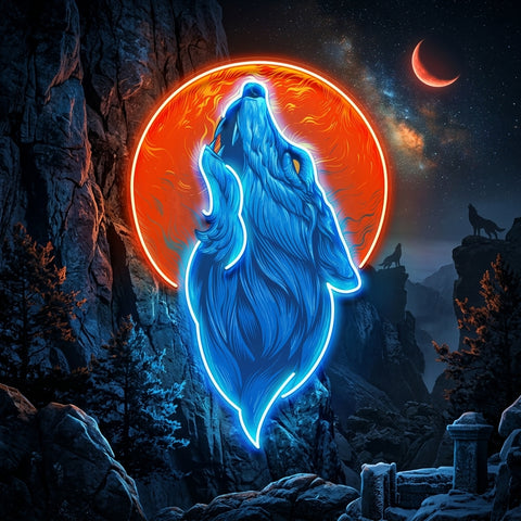 Blue Wolf Head LED Neon Sign Light Pop Art