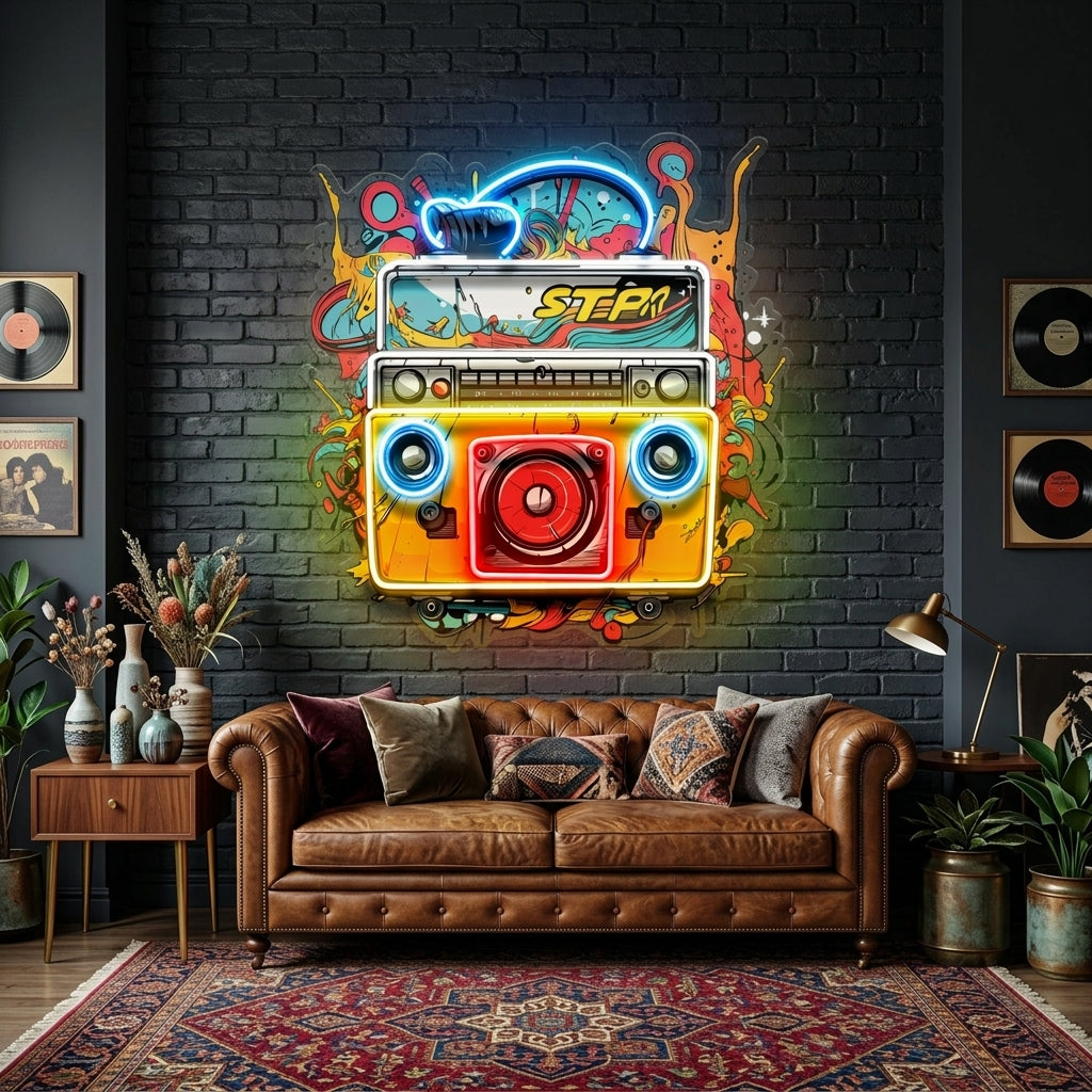 Boombox Colorful LED Neon Sign Light Pop Art
