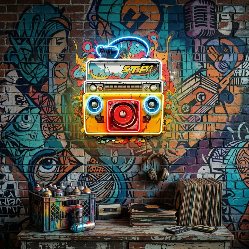Boombox Colorful LED Neon Sign Light Pop Art