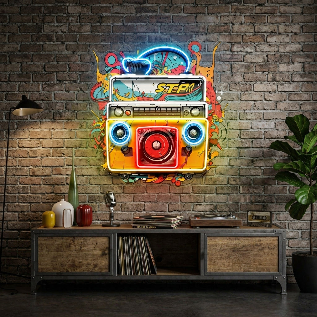Boombox Colorful LED Neon Sign Light Pop Art