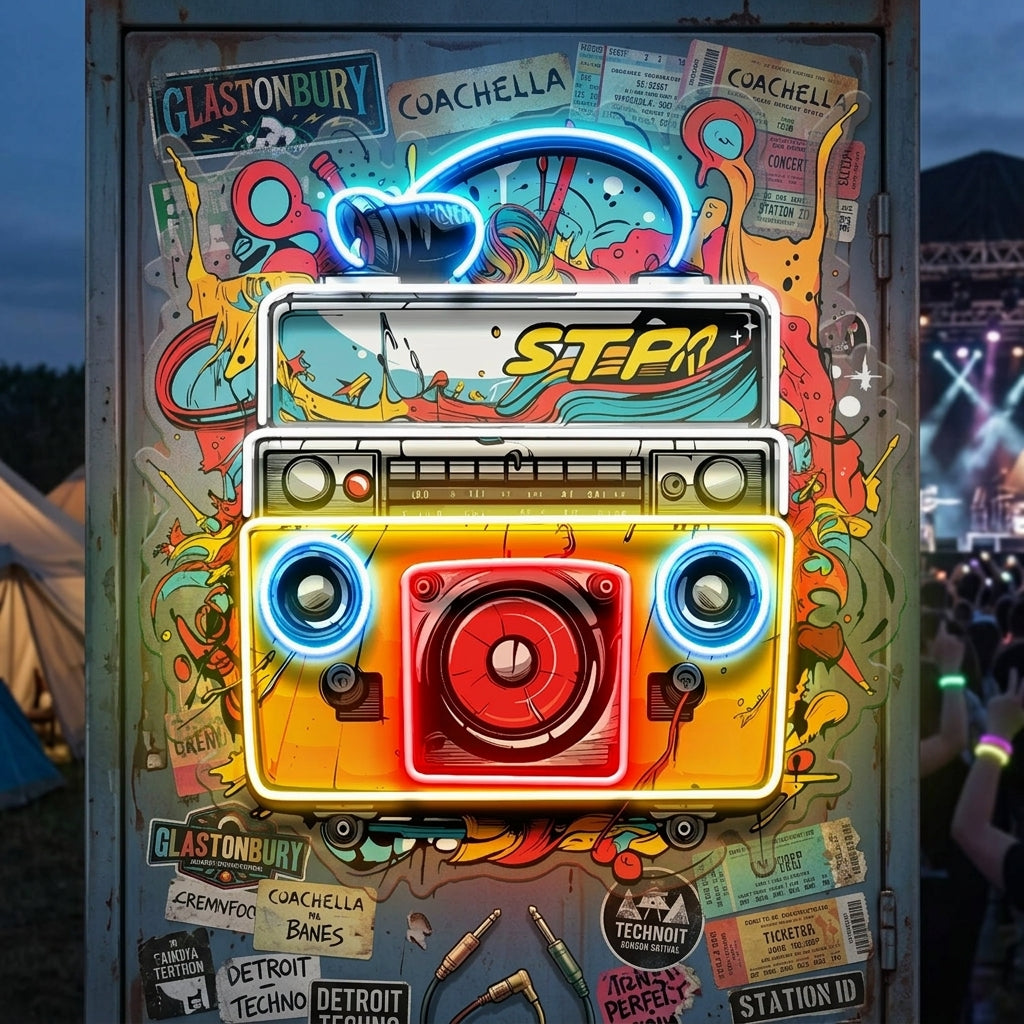 Boombox Colorful LED Neon Sign Light Pop Art