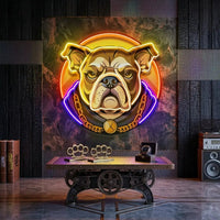 Bulldog Head Mascot LED Neon Sign Light Pop Art