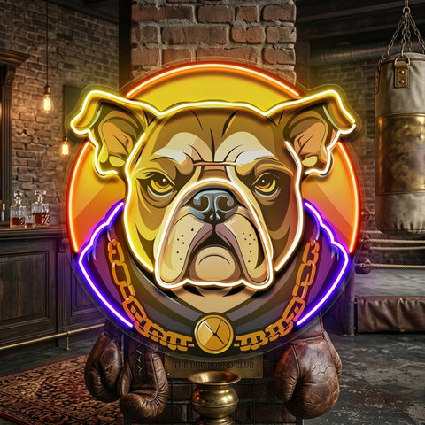 Bulldog Head Mascot LED Neon Sign Light Pop Art