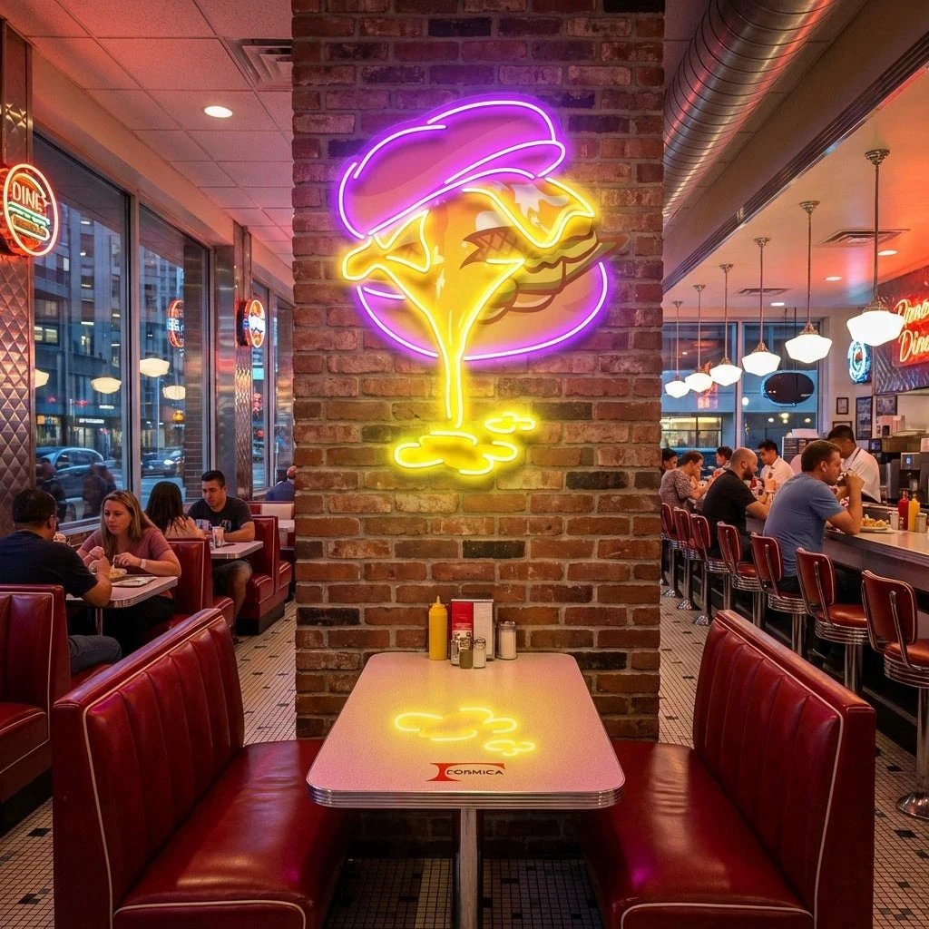 Burger Neon Acrylic Artwork Led Neon Sign Light
