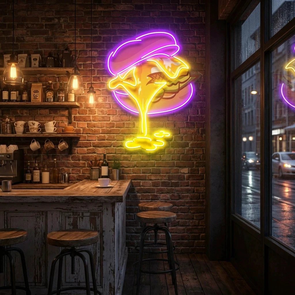 Burger Neon Acrylic Artwork Led Neon Sign Light