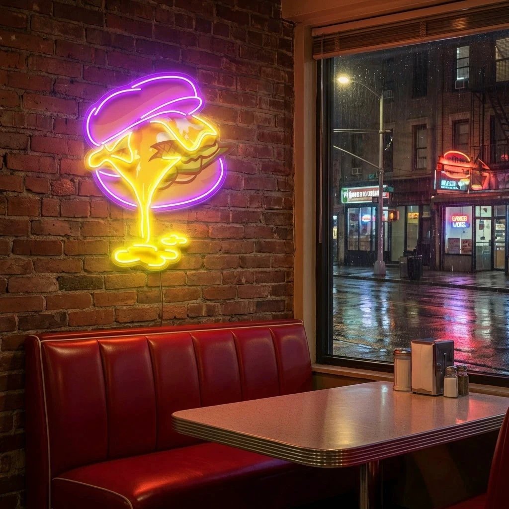 Burger Neon Acrylic Artwork Led Neon Sign Light