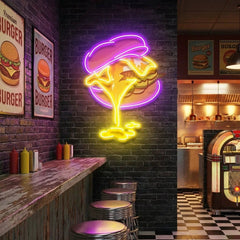 Burger Neon Acrylic Artwork Led Neon Sign Light