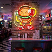 Burger Beats Mode LED Neon Sign Light Pop Art