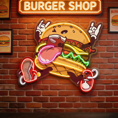 Burger Goes Wild LED Neon Sign Light Pop Art