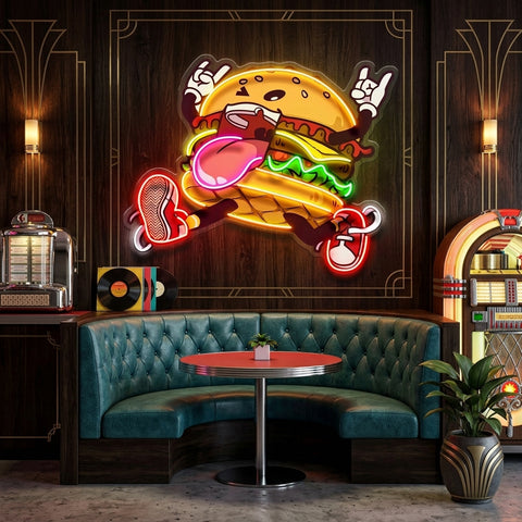 Burger Goes Wild LED Neon Sign Light Pop Art