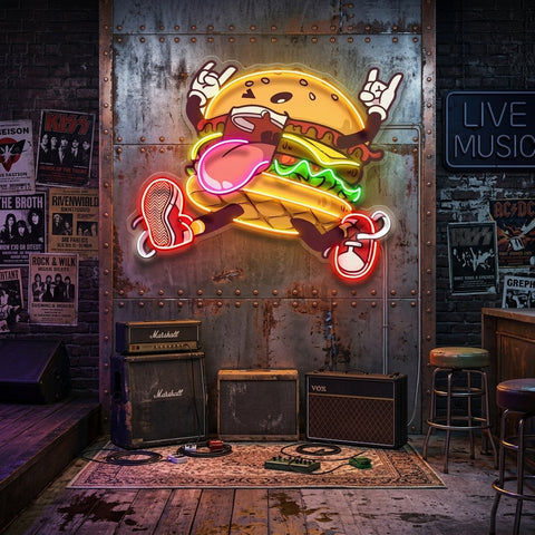 Burger Goes Wild LED Neon Sign Light Pop Art
