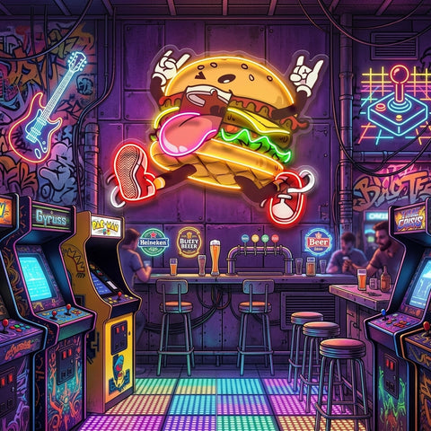 Burger Goes Wild LED Neon Sign Light Pop Art