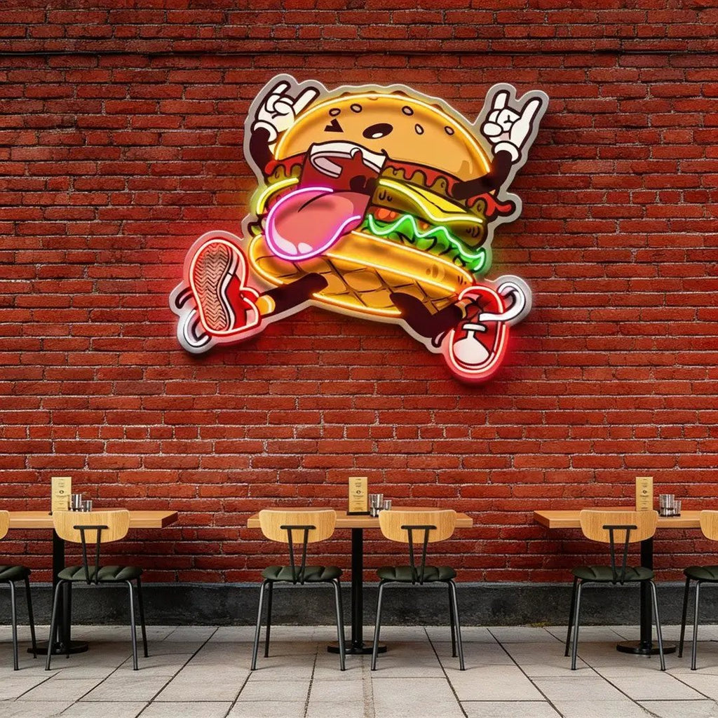 Burger Goes Wild LED Neon Sign Light Pop Art