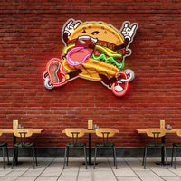 Burger Goes Wild LED Neon Sign Light Pop Art