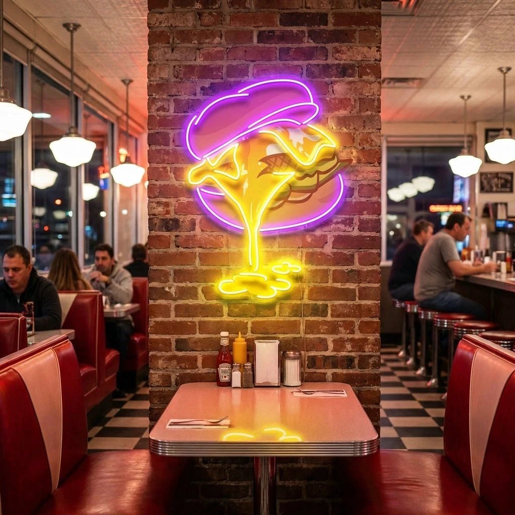Burger Neon Acrylic Artwork Led Neon Sign Light