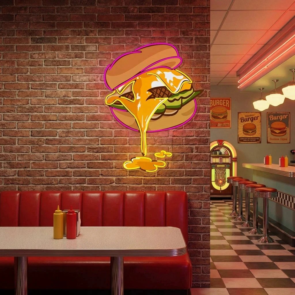 Burger Neon Acrylic Artwork Led Neon Sign Light