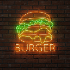 Burgers Restaurant Neon Sign Shop Wall Decor Art Sign