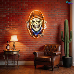 Mysterious Skull Wearing Cloak Neon Sign Light Artwork
