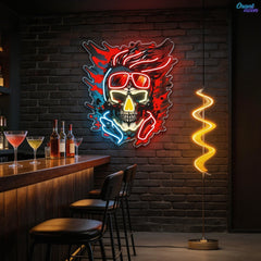 Vision of the Undead: Neon Skull & Glasses Neon Sign Light Artwork
