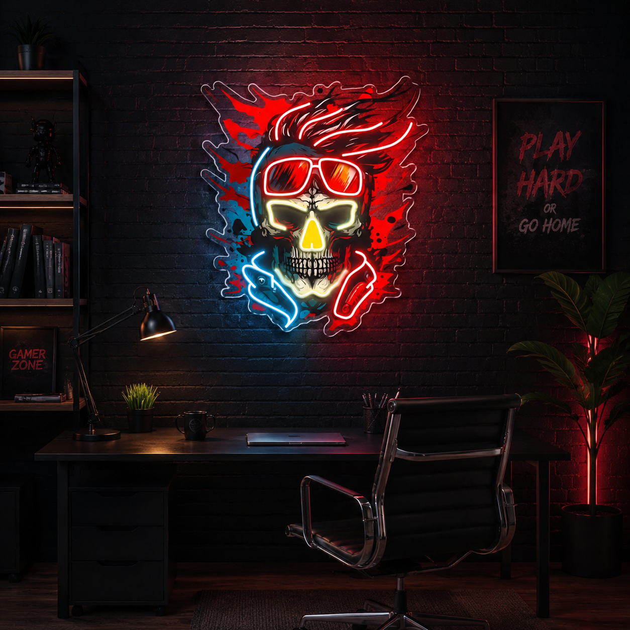 Vision of the Undead: Neon Skull & Glasses Neon Sign Light Artwork