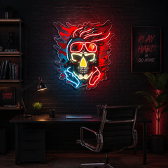 Vision of the Undead: Neon Skull & Glasses Neon Sign Light Artwork