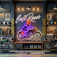 Cafe Racer Custom Motorcycles Maniac LED Neon Sign Light Pop Art