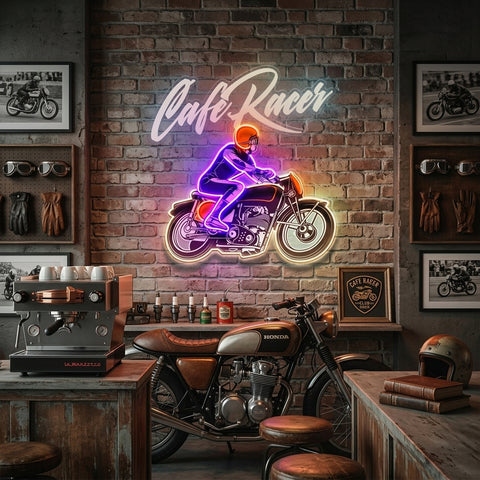 Cafe Racer Custom Motorcycles Maniac LED Neon Sign Light Pop Art