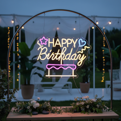 Happy Birthday&Cake Neon Sign