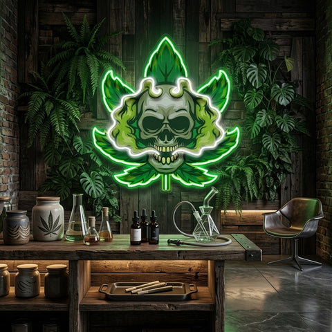 Cannabis Skull LED Neon Sign Light Pop Art