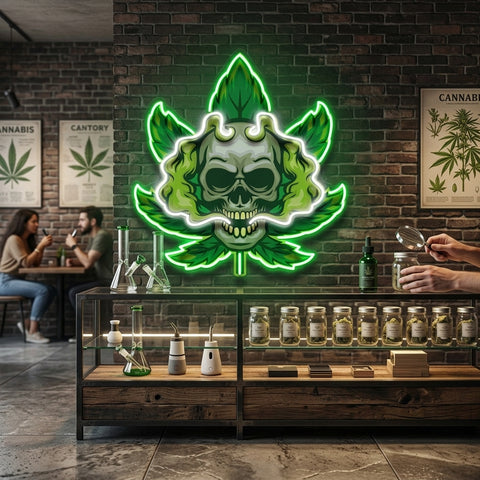 Cannabis Skull LED Neon Sign Light Pop Art