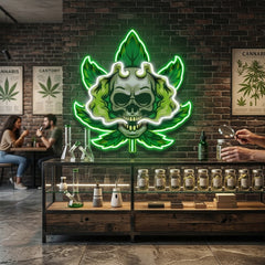 Cannabis Skull LED Neon Sign Light Pop Art