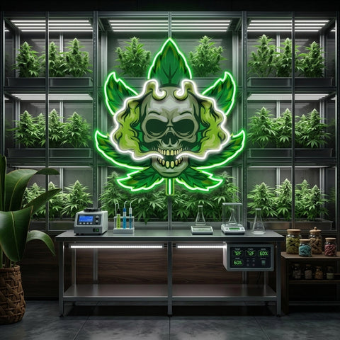 Cannabis Skull LED Neon Sign Light Pop Art