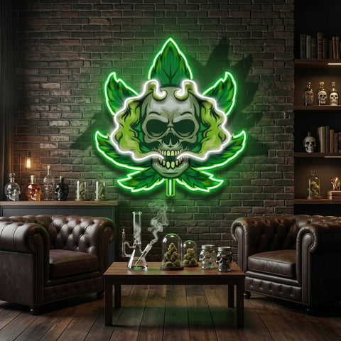 Cannabis Skull LED Neon Sign Light Pop Art