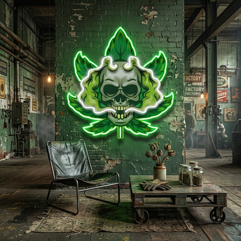 Cannabis Skull LED Neon Sign Light Pop Art